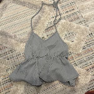 Plaid crop top blouse